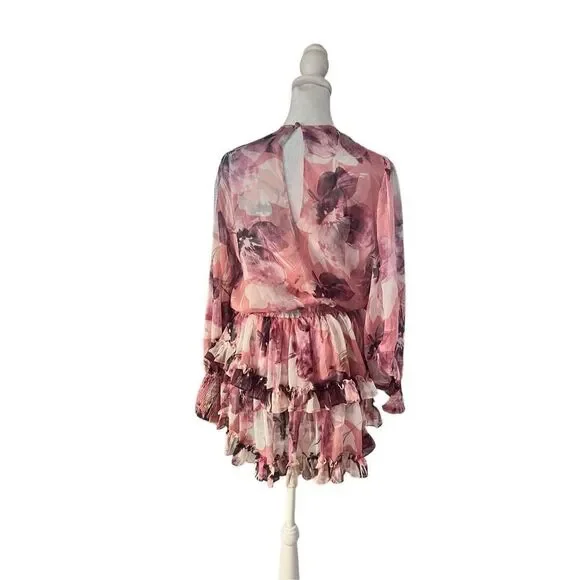Misa Los Angeles Women's Pink Camila Floral Ruffle Tiered Blouson Dress XS NWT - Picture 2 of 7